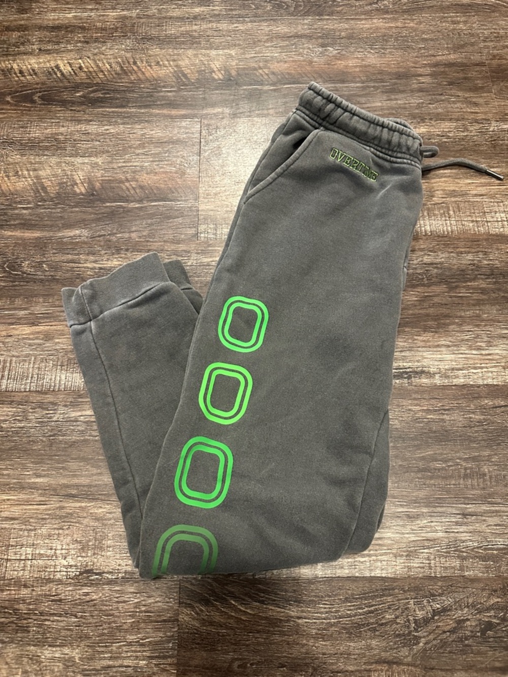 Overtime Kids Charcoal Sweatpants with Neon Green Accents